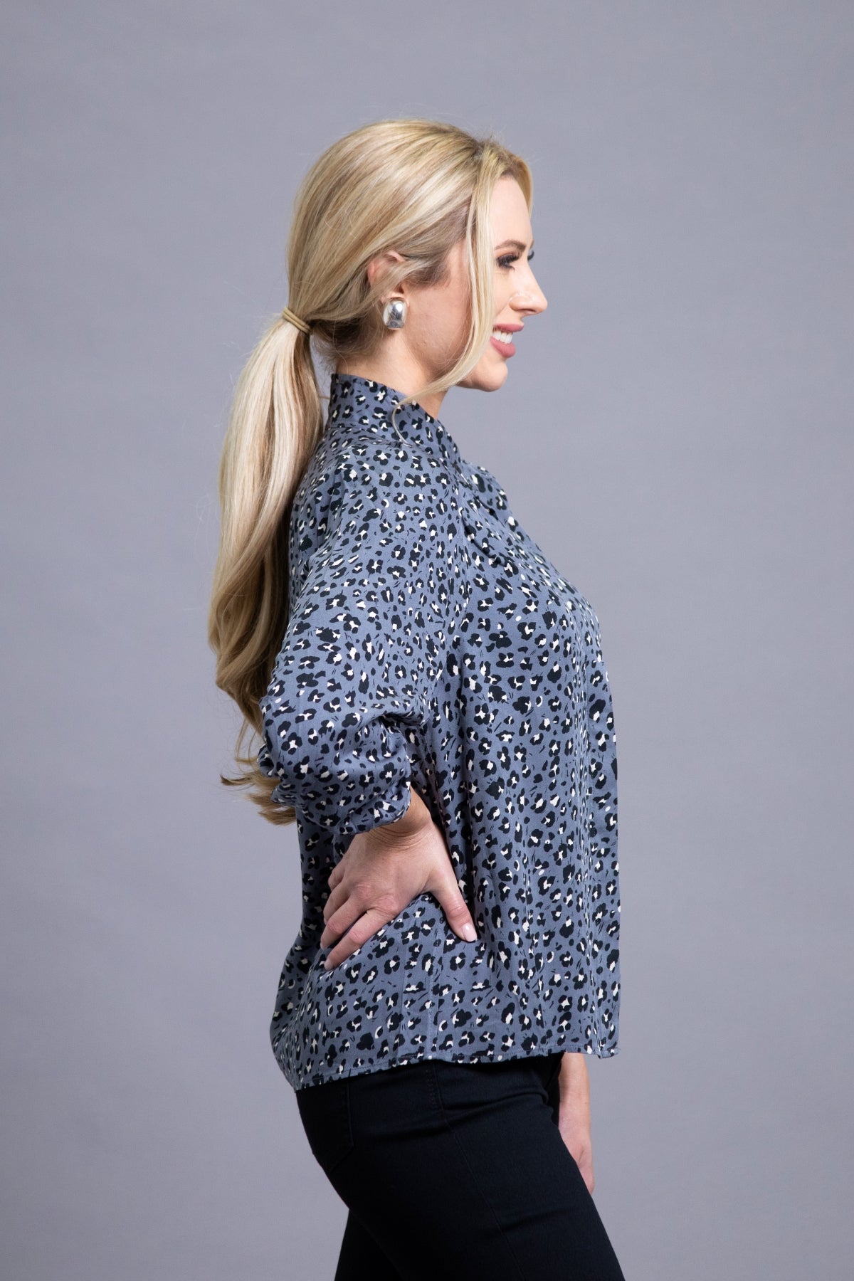 25" High Neck Button Shirt