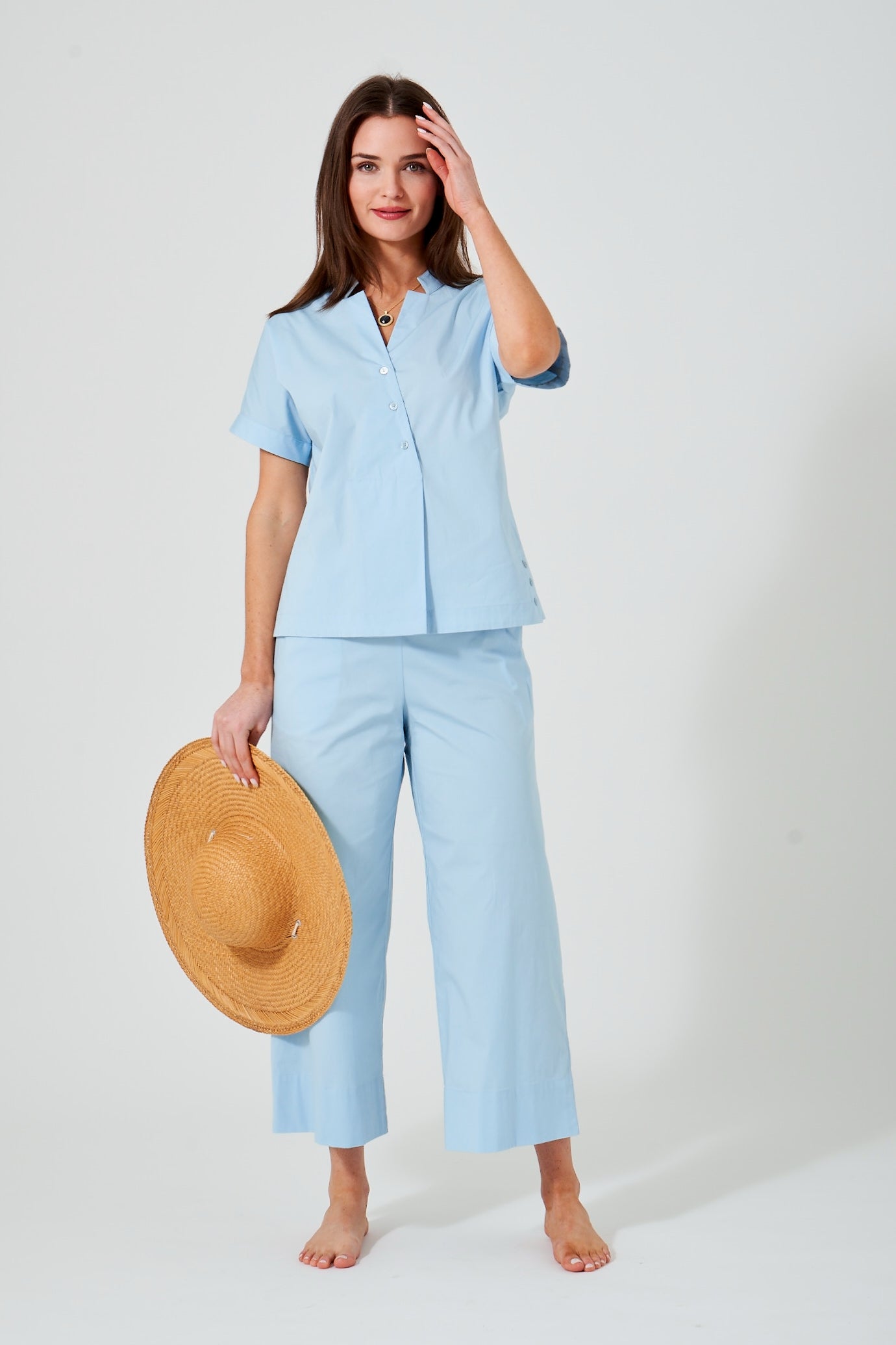 25" Cropped Asymmetrical Button Top