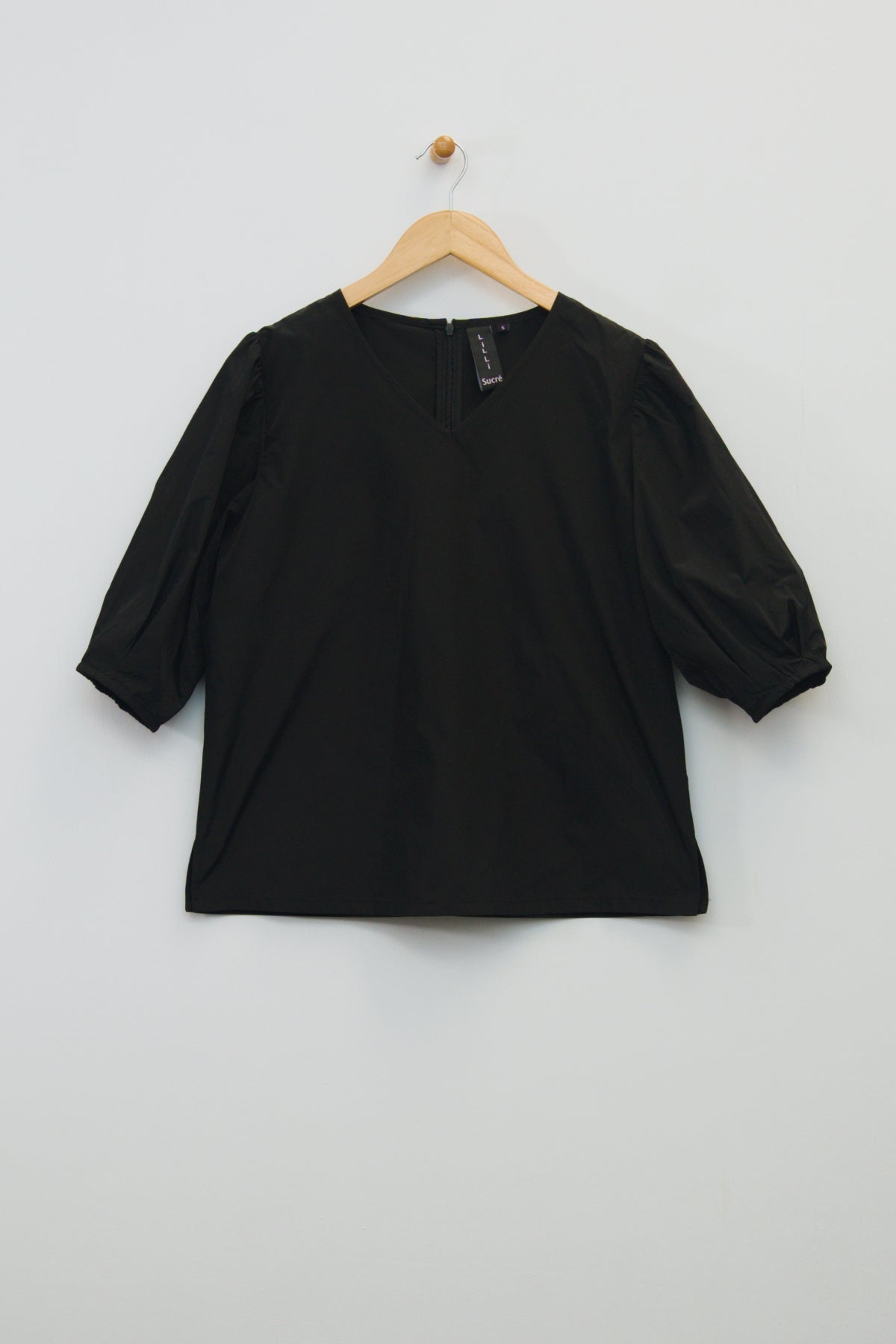 25" V-Neck Top with Puff Sleeves