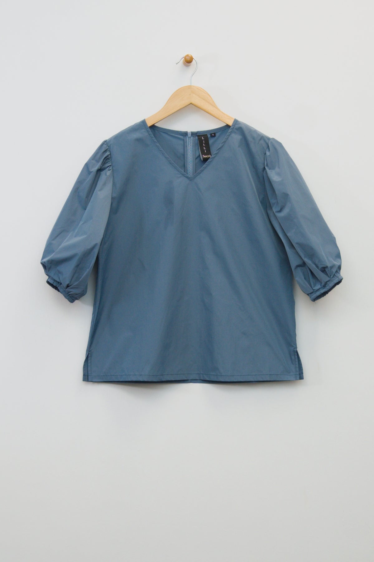 25" V-Neck Top with Puff Sleeves