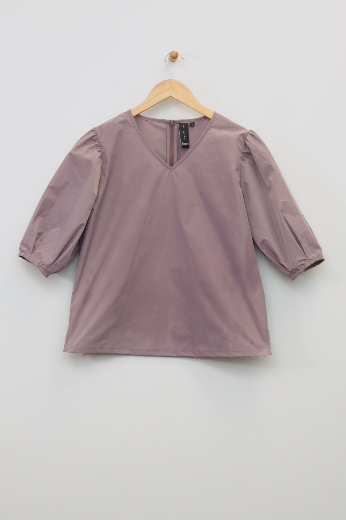 25" V-Neck Top with Puff Sleeves