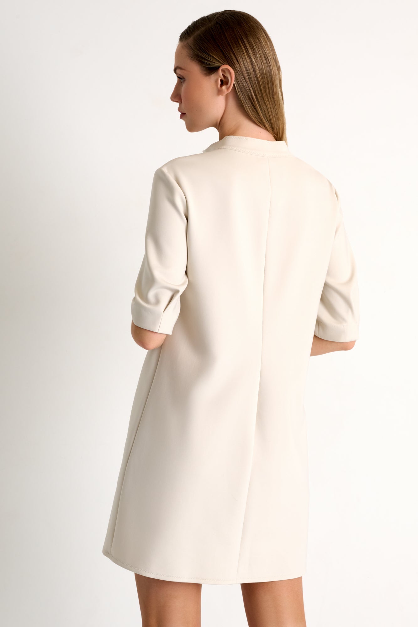 Straight-cut Mao collar dress