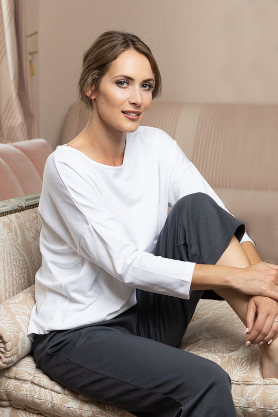 23" ¾ Sleeve Pima Ballet Neck Top