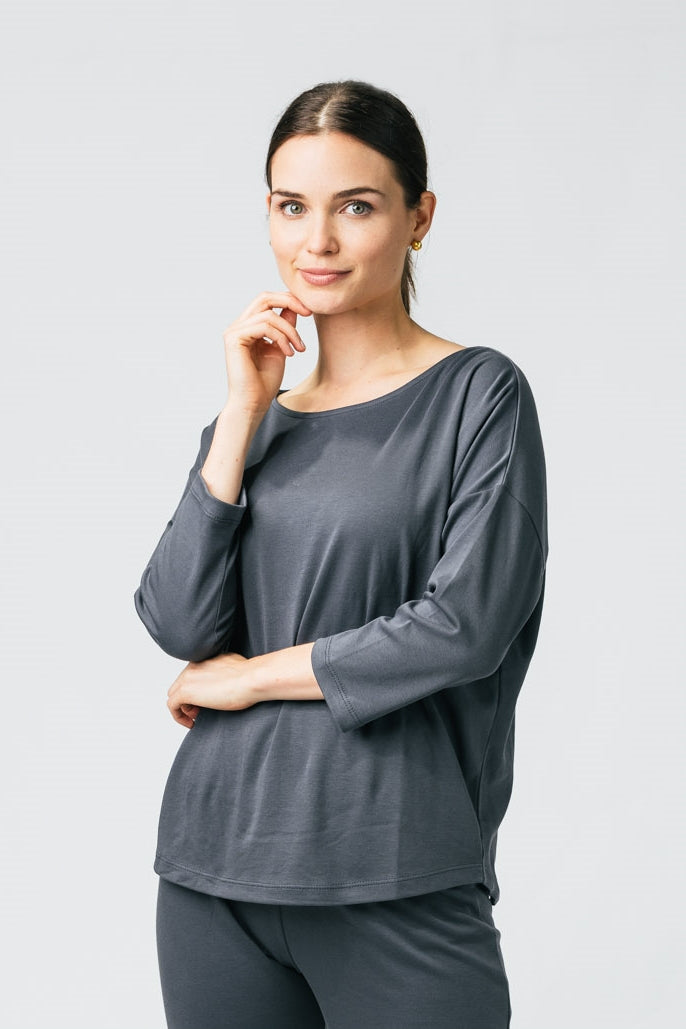 23" ¾ Sleeve Pima Ballet Neck Top