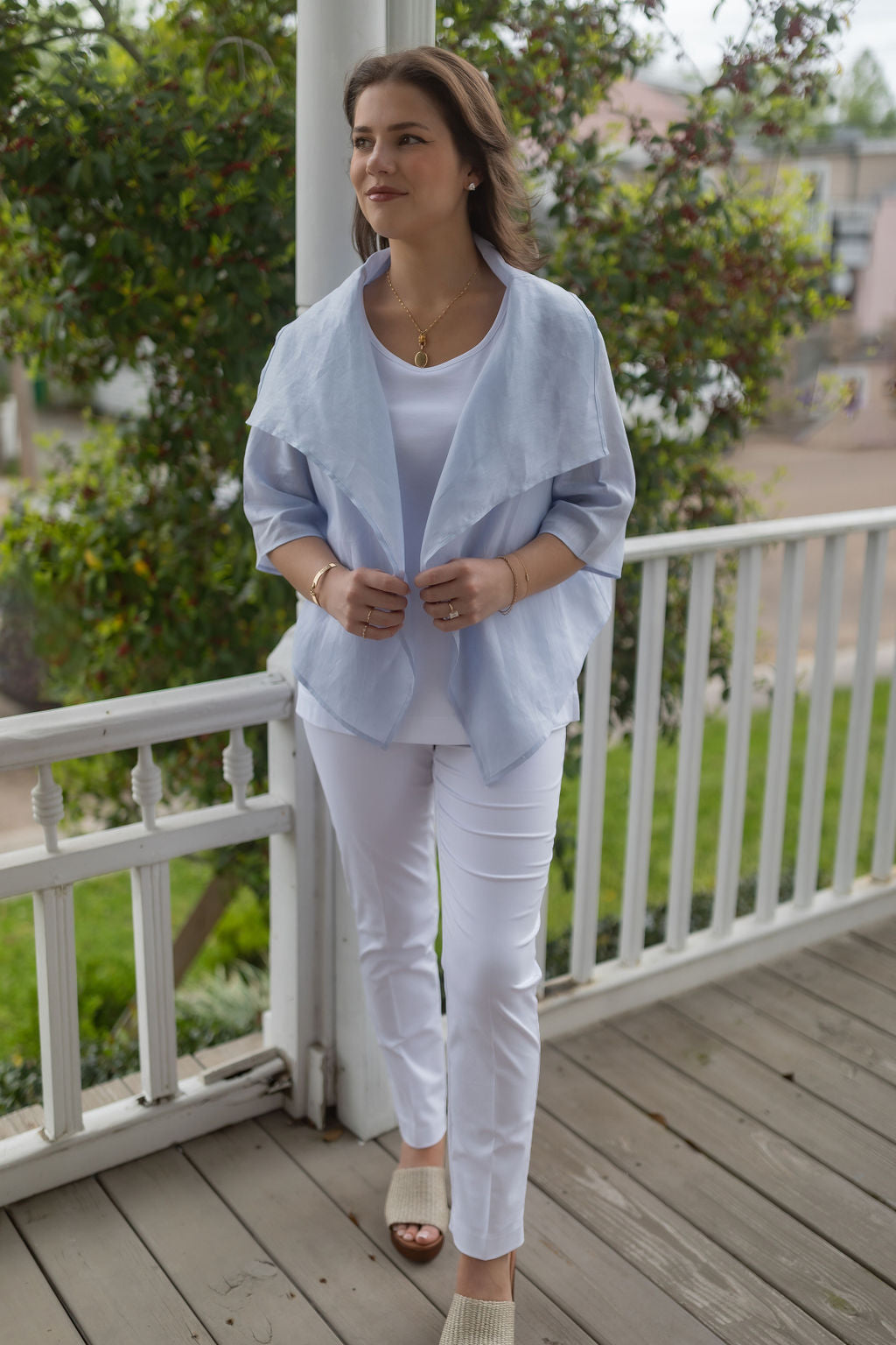 23" Linen Open Cardigan