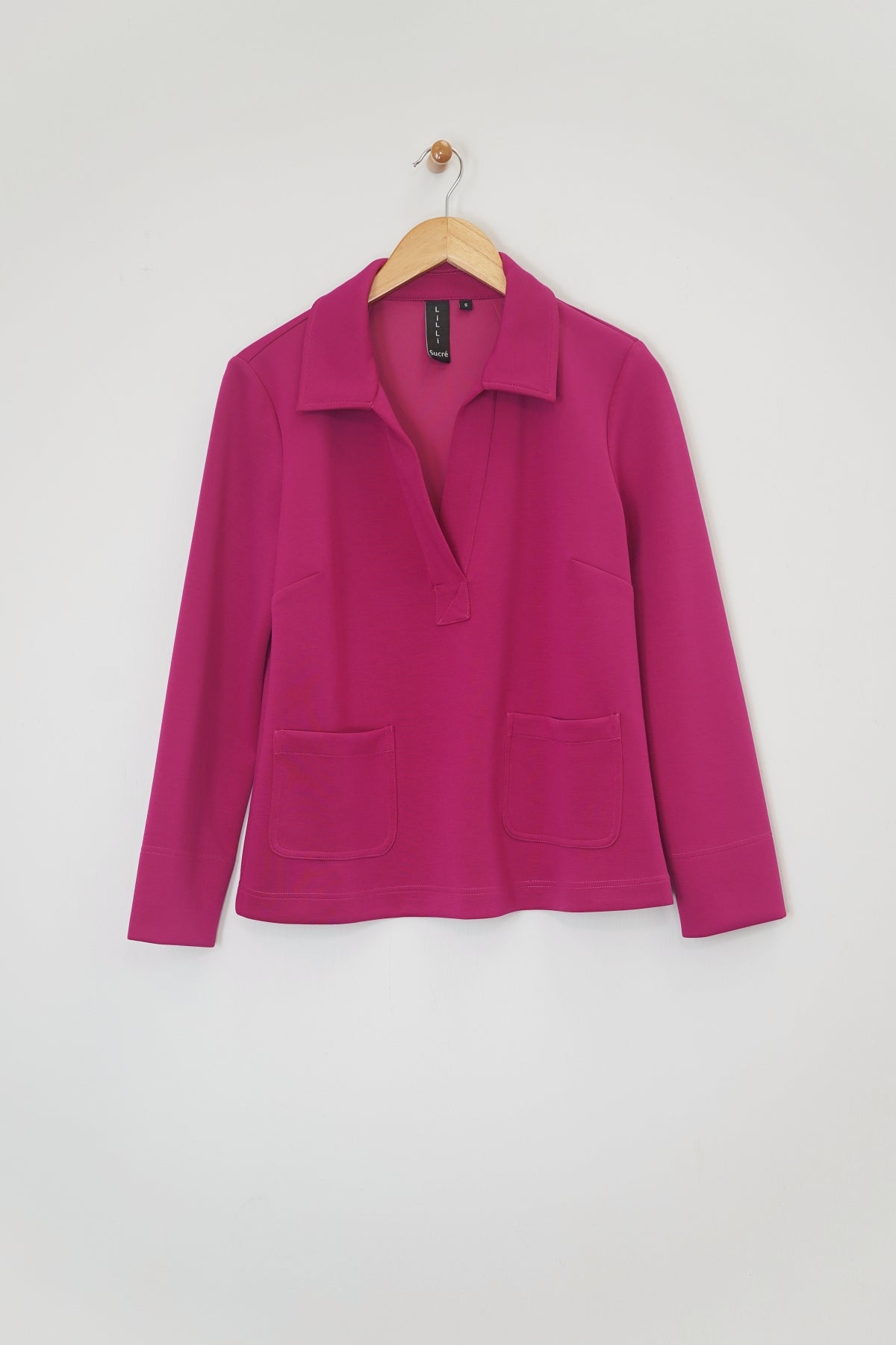 25" Long Sleeve Scuba Crop Polo