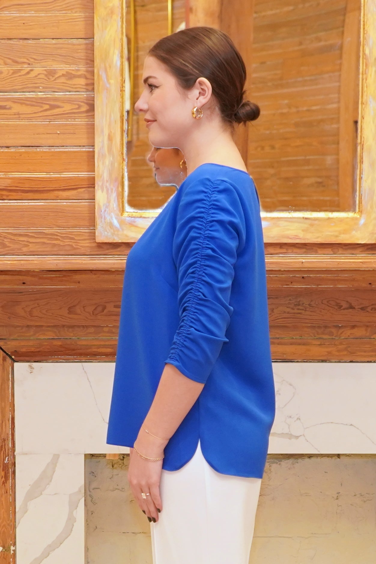 25" Ruched Elbow Sleeve Top