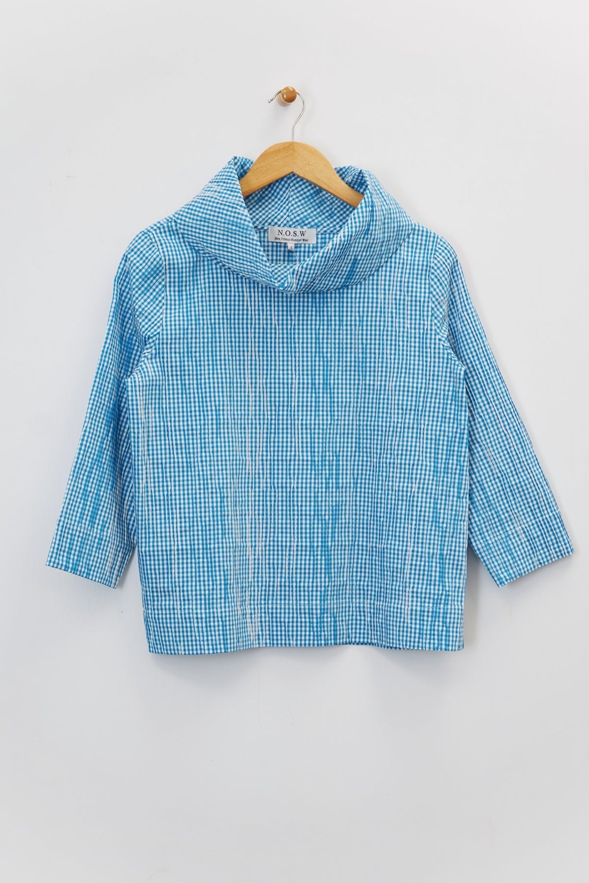 25" Short Cowl Seersucker Top