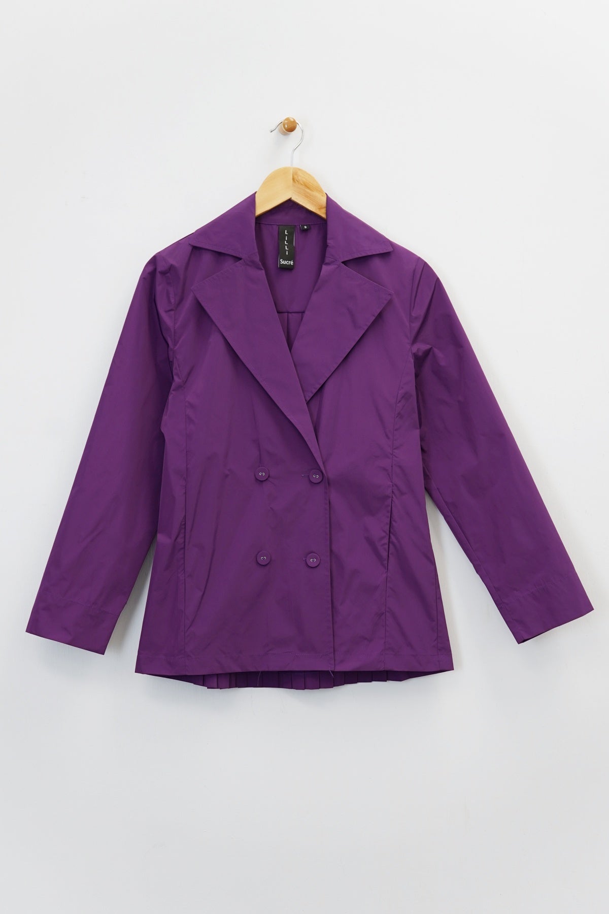 25" Double Breasted Jacket with Pleated Back