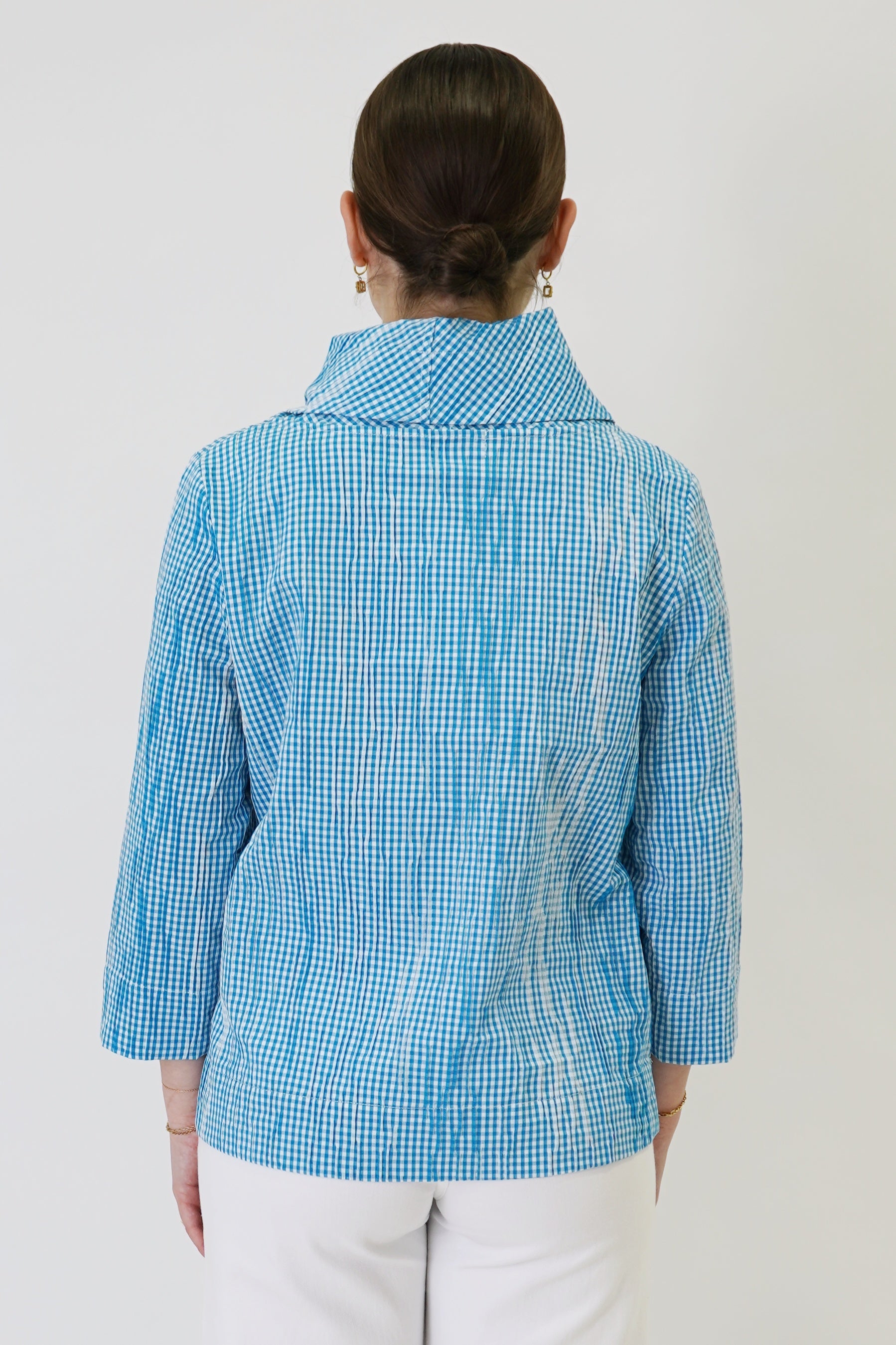 25" Short Cowl Seersucker Top