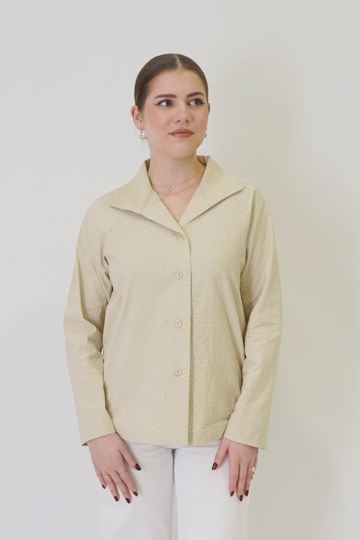 25" Beige Button Blouse