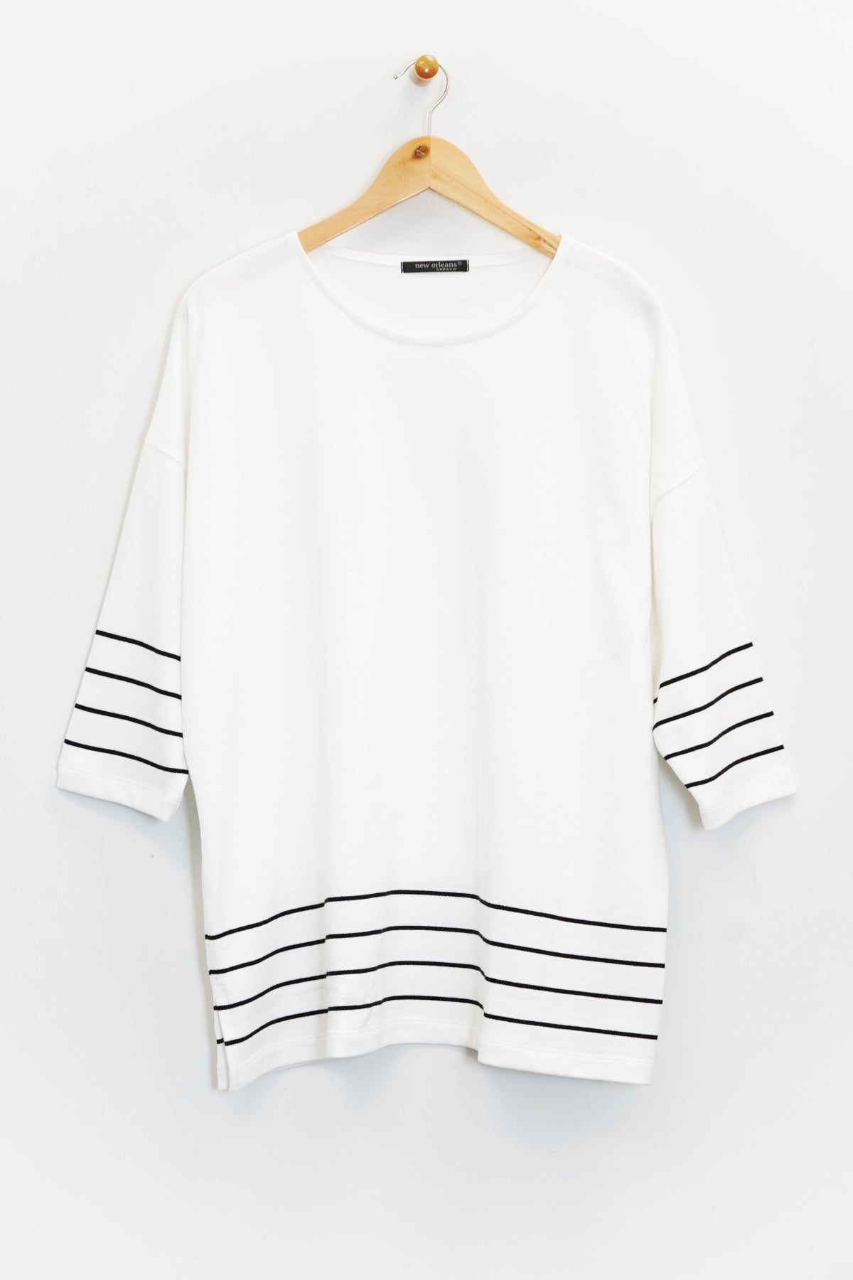 25" Square Striped Hem Top