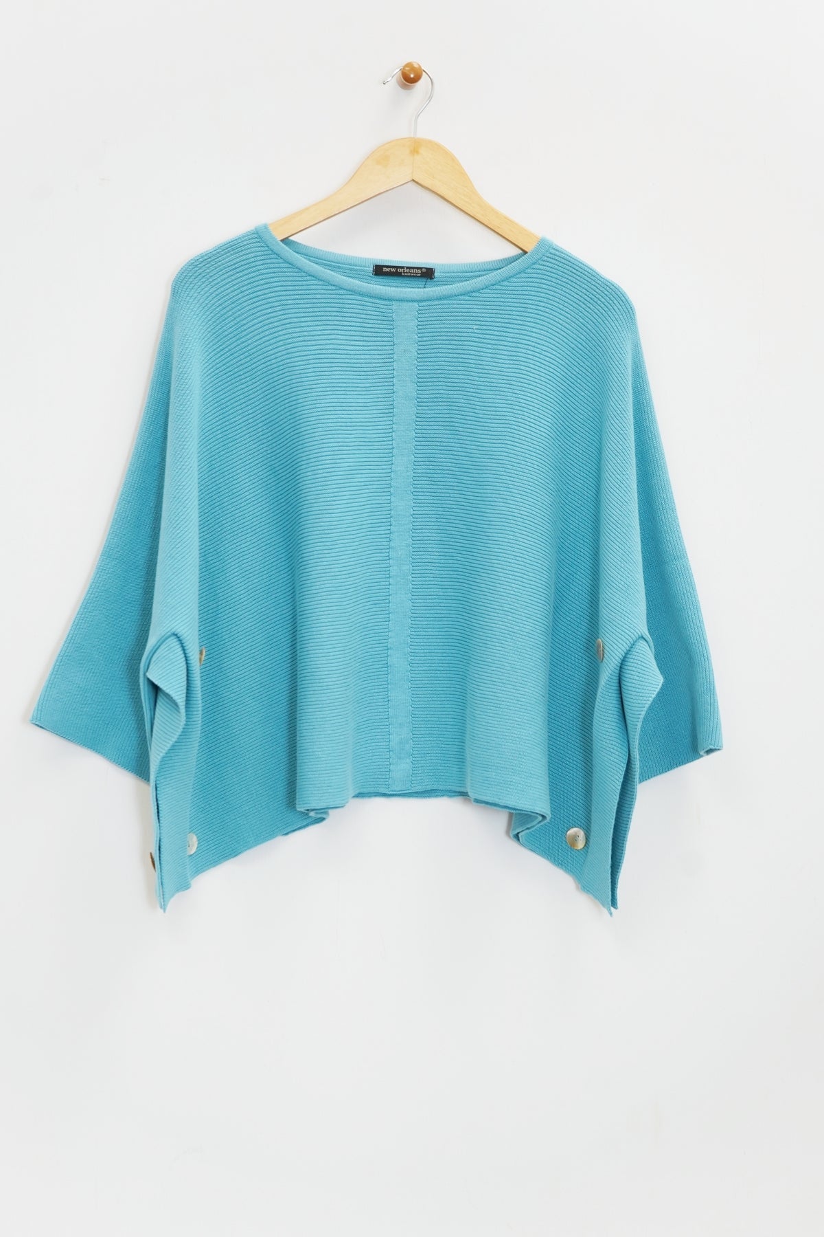 20" Square Pullover Sweater with Shell Buttons