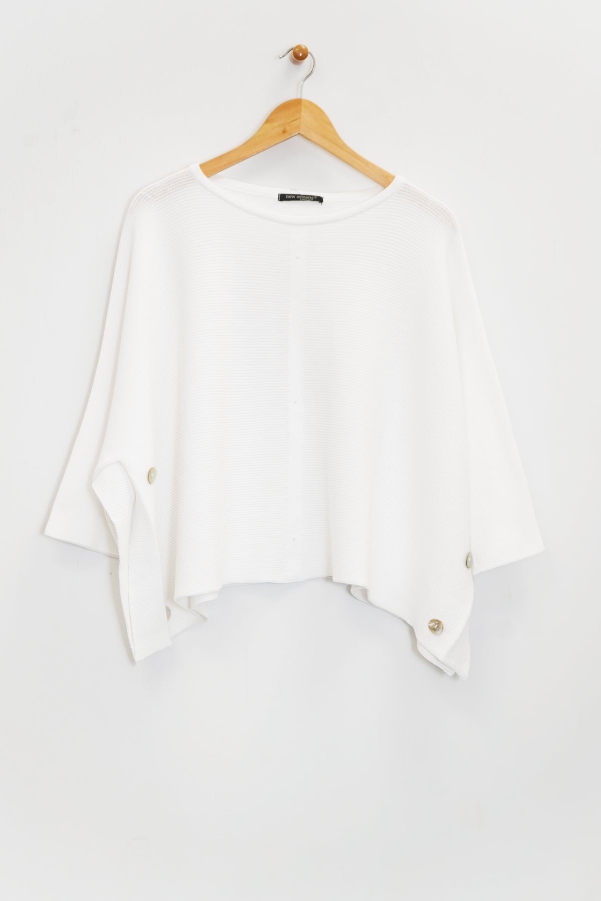 20" Square Pullover Sweater with Shell Buttons