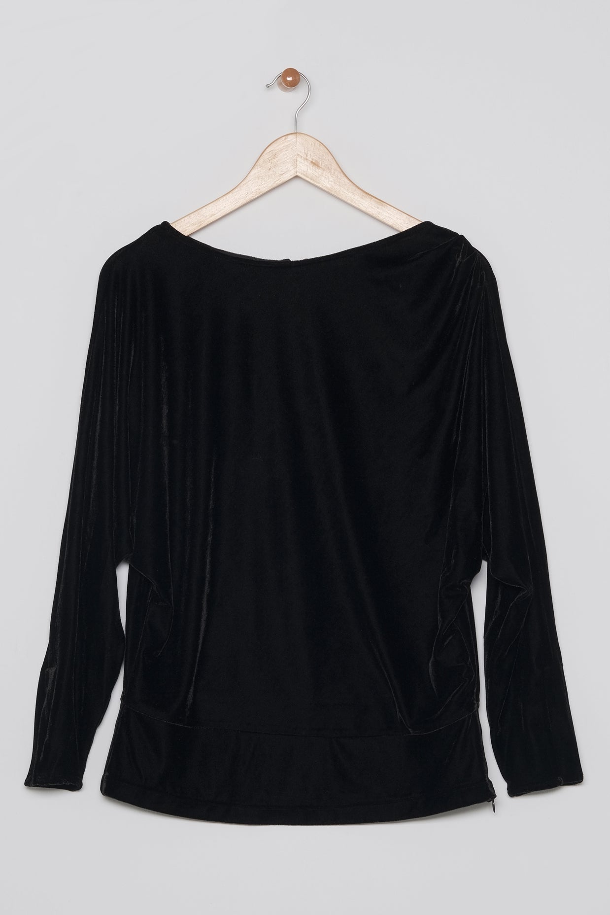 23" Velvet Dolman Top with Asymmetrical Hem