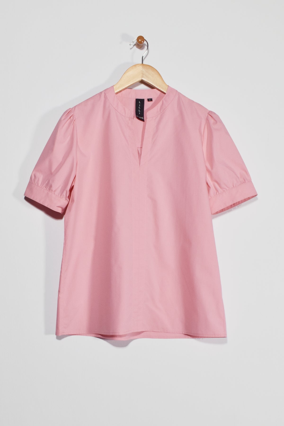 25” Short Sleeve Mandarin Collar Top