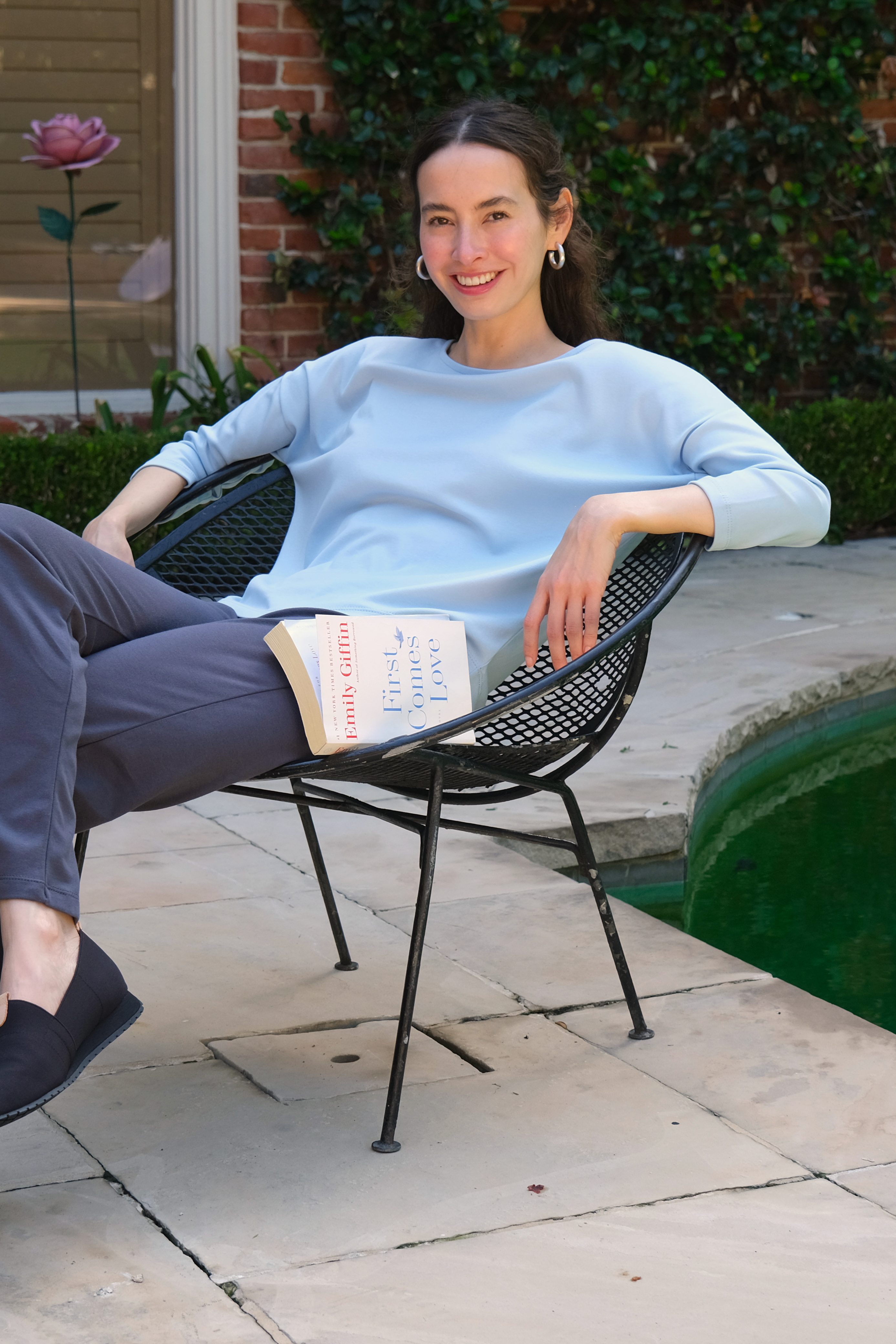 23" ¾ Sleeve Pima Ballet Neck Top