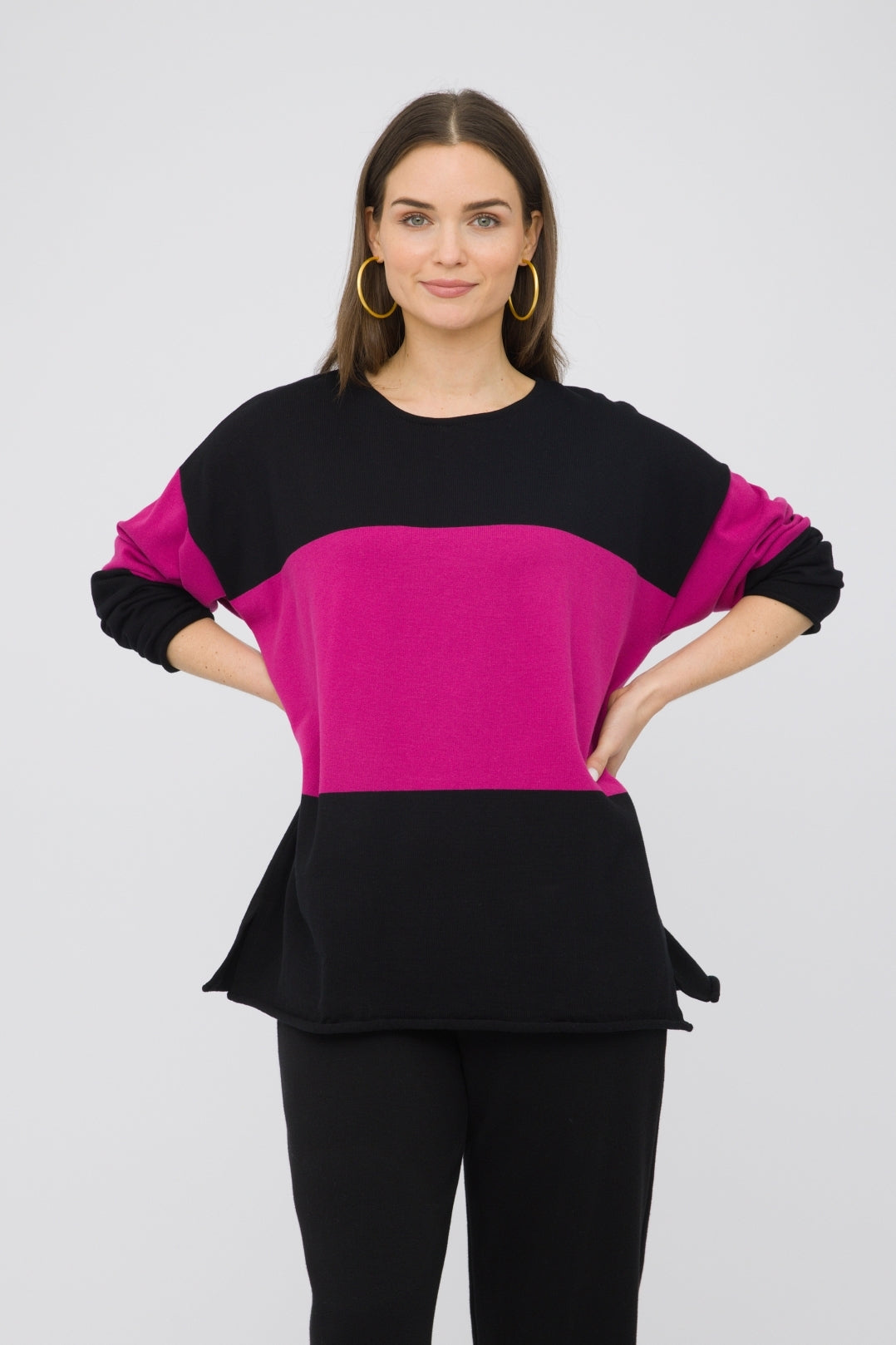 25" Long Sleeve Color-Block Top