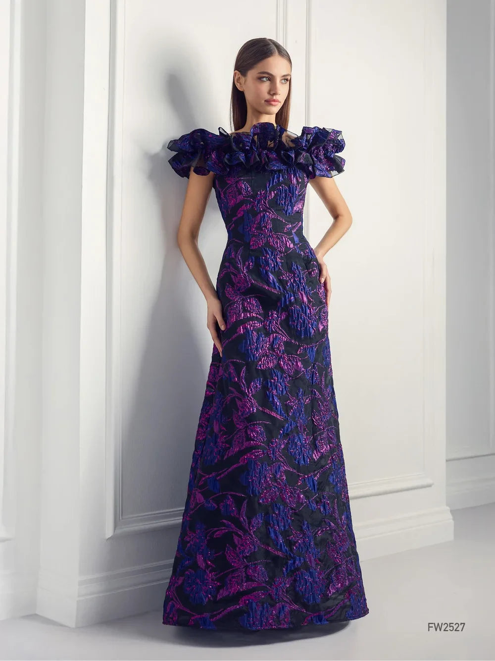 Offshoulder A-Line Ruffle Gown