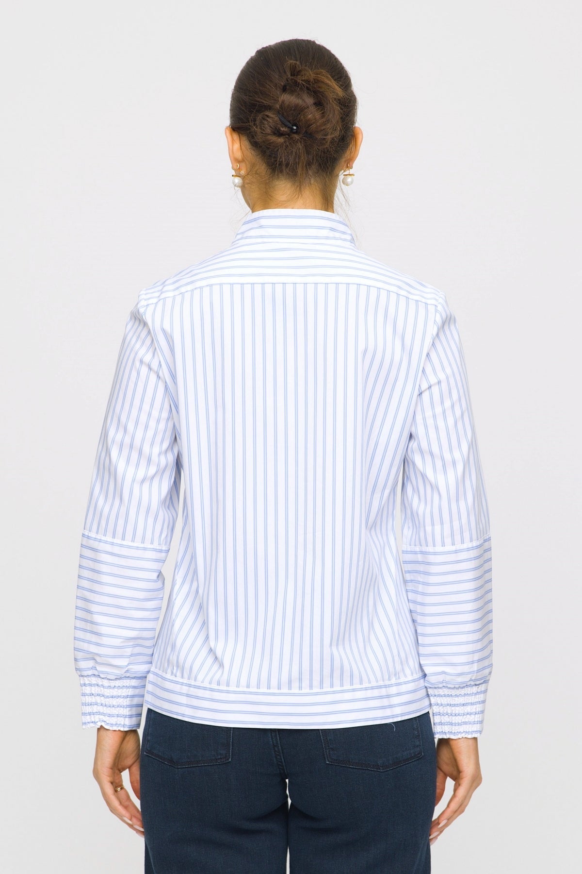 25" Mandarin Collar Blouse with Poet Sleeve