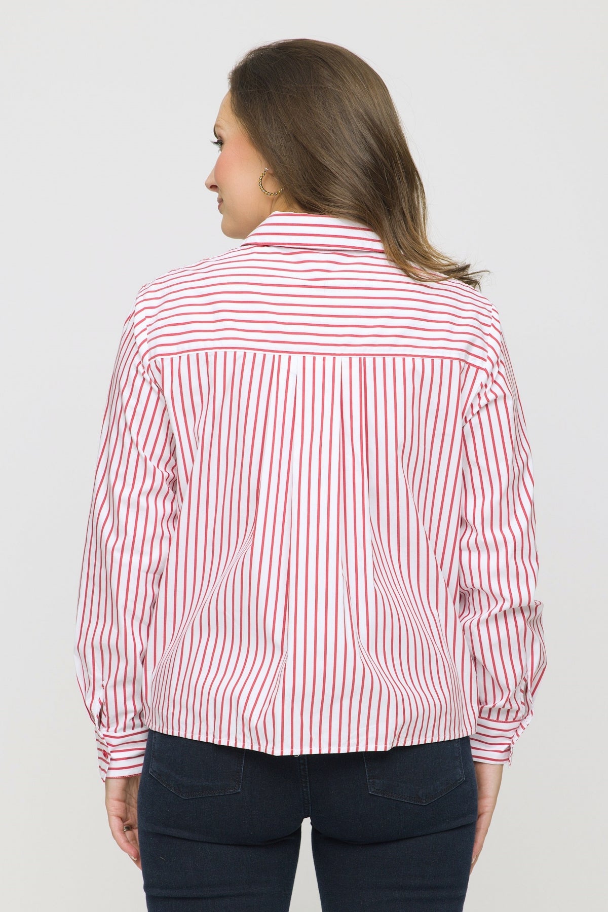 25" Alternating Stripe Blouse with Pocket