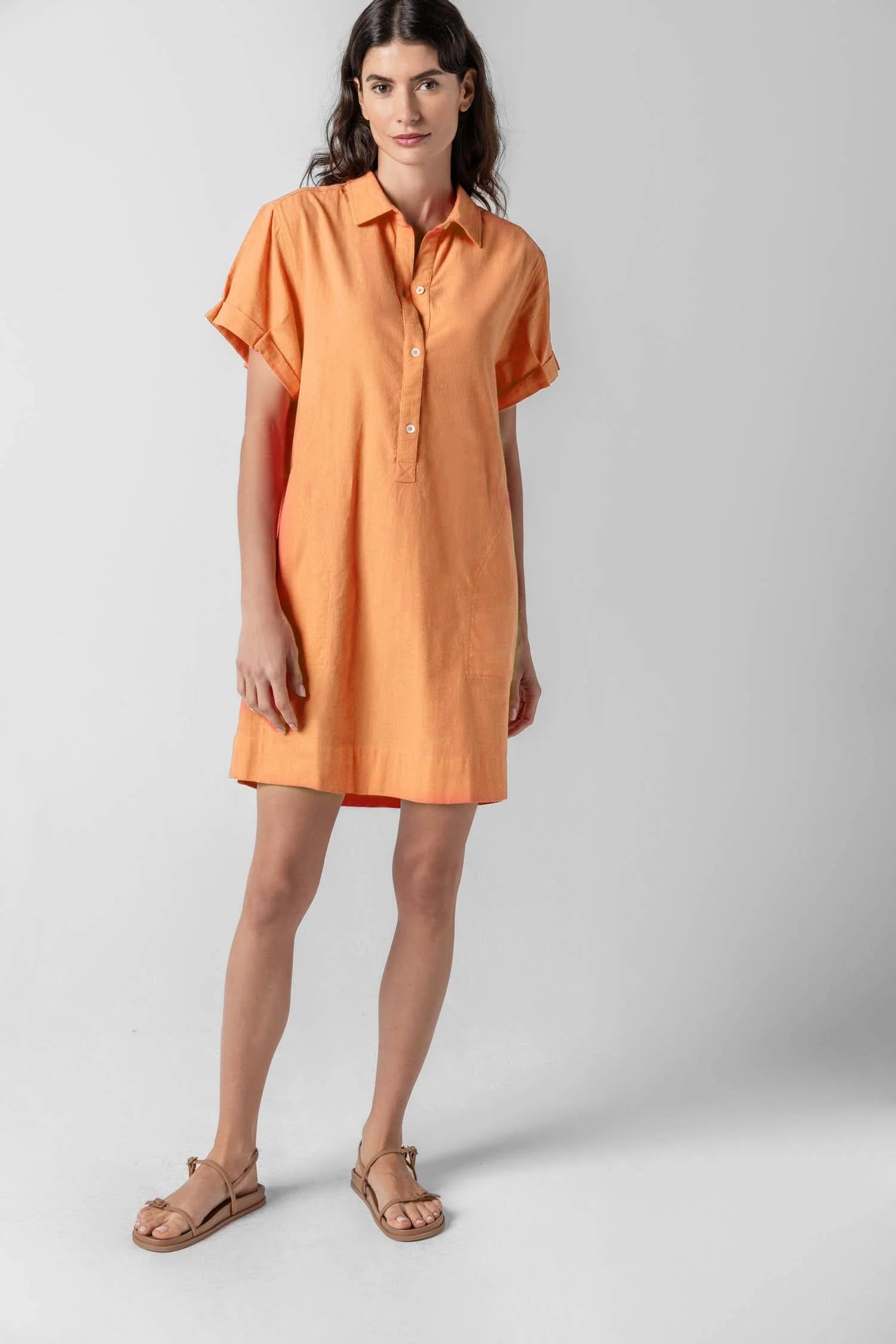 1/2 Placket Shirt Dress
