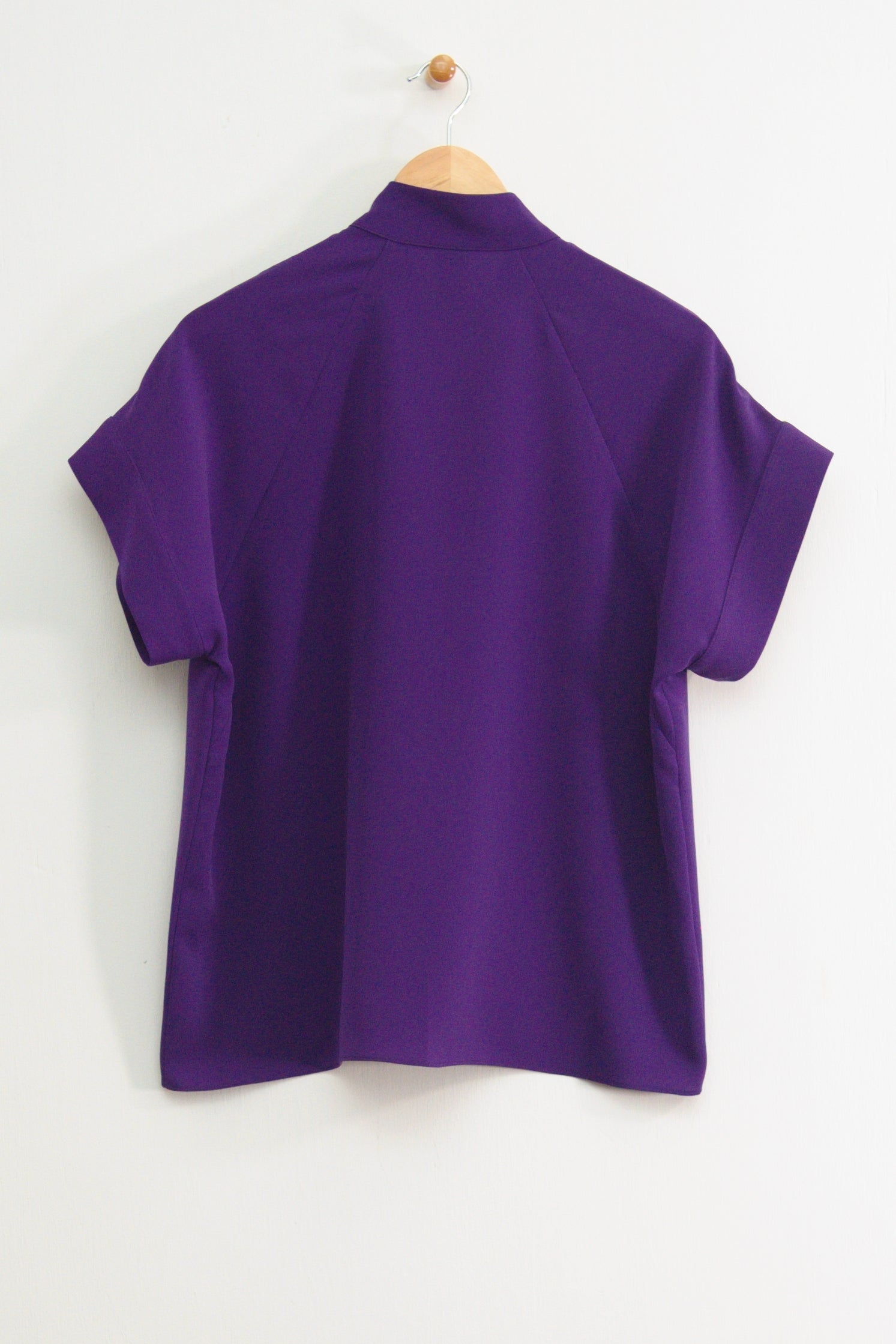 25" Oversized Short Sleeve Cascading Collar Blouse