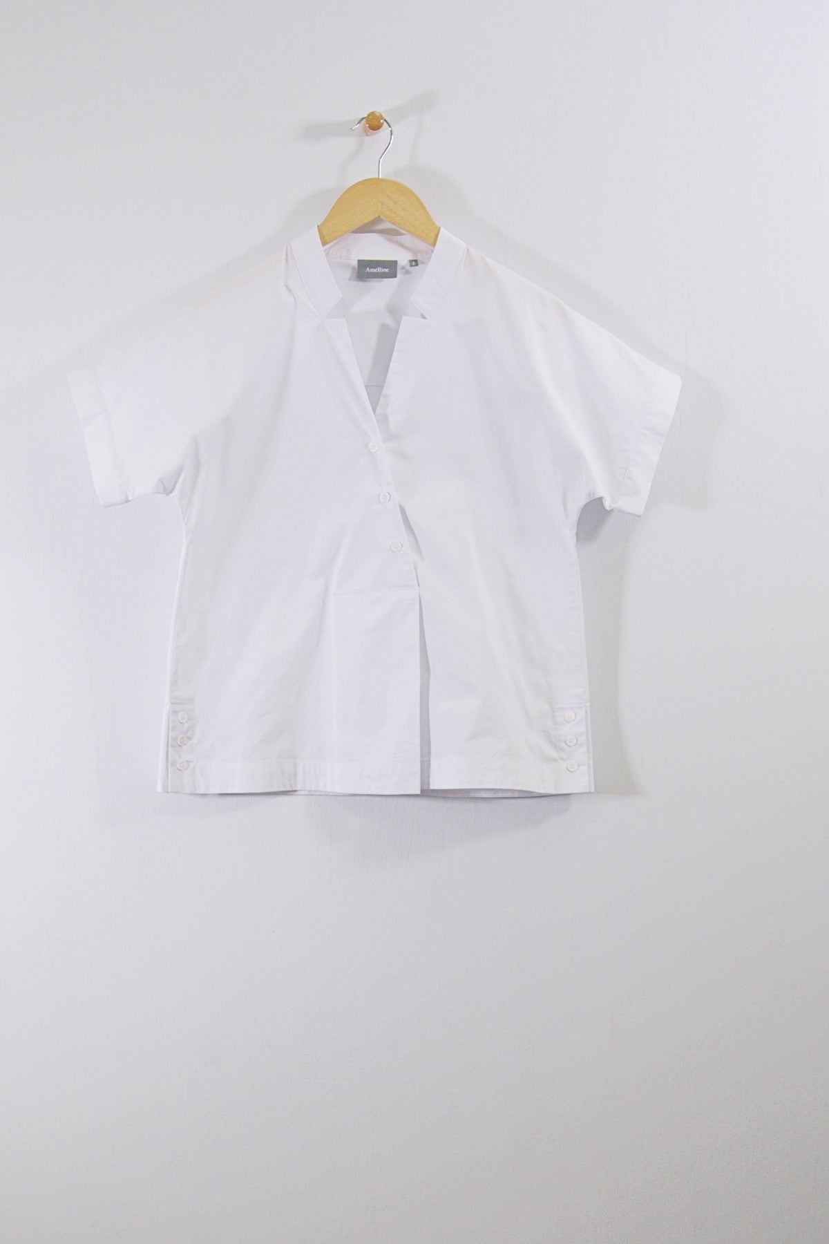 25" Cropped Asymmetrical Button Top