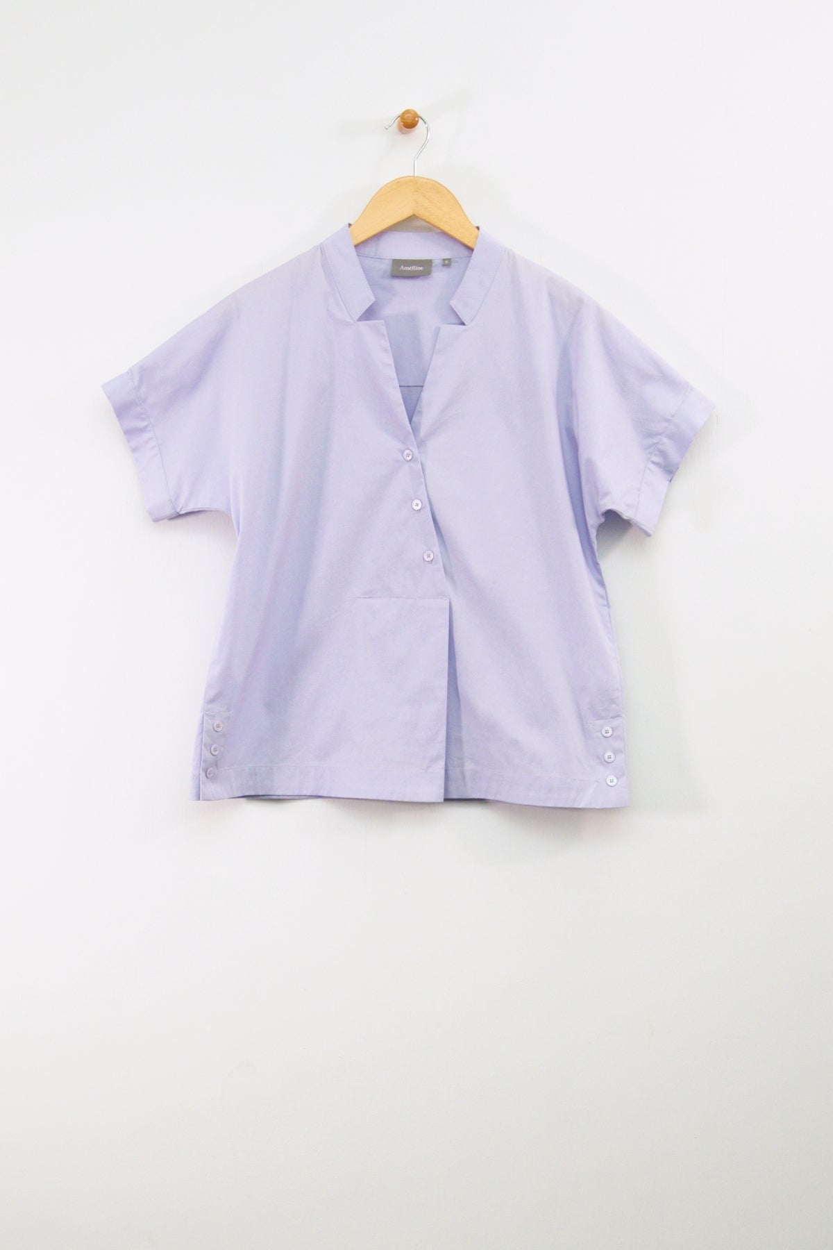 25" Cropped Asymmetrical Button Top